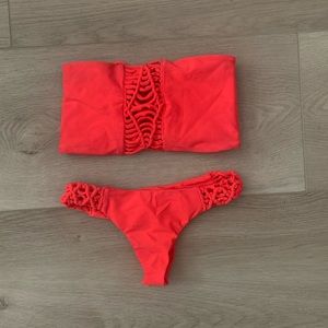 Mikoh vibrant neon coral bikini